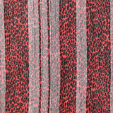 Red leopard satin band printed muslin