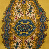 Satin de polyester mat imprimé symphonie florale fond ocre