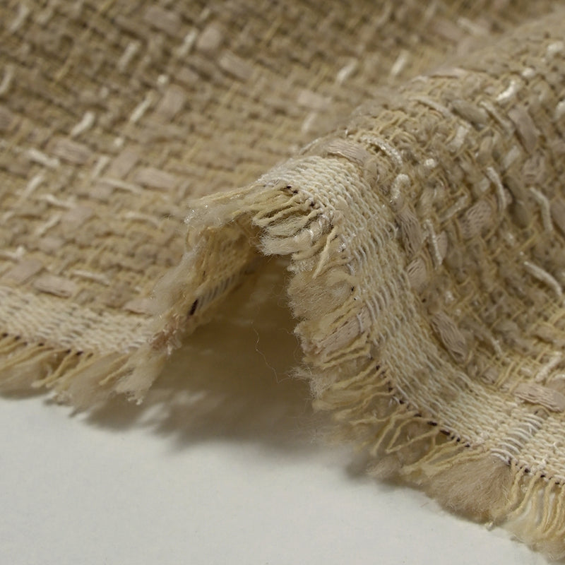 Tweed de polyester Camille fond beige