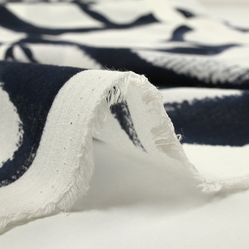 Pintura de flores viscosa con estampado de crecon Marine White White Fond