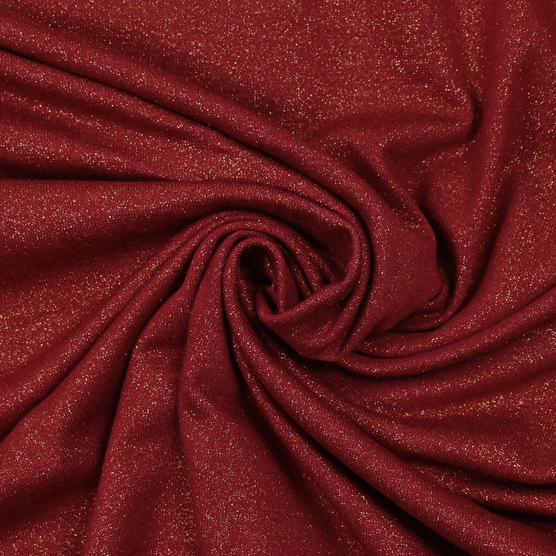 Jersey de polyester irisé doré fond rouge