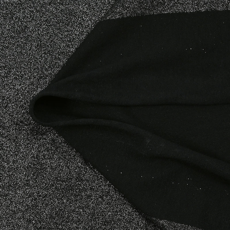 Jersey de polyester irisé argenté fond noir