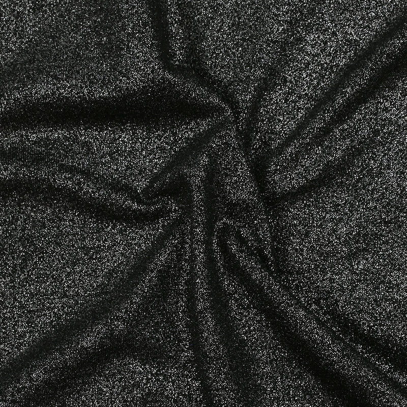 Jersey de polyester irisé argenté fond noir