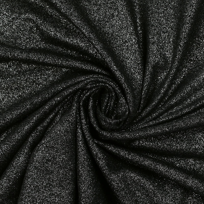 Jersey de polyester irisé argenté fond noir