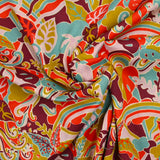 Coton liberty ® Elea Sun rouge et moutarde au mètre