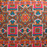 Orange, fuchsia and turquoise printed polyester