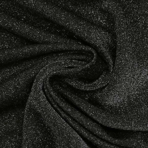 Maille fine Lurex argent fond noir