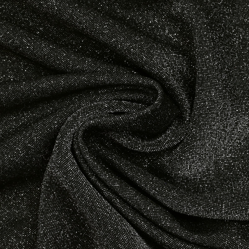 Maille fine Lurex argent fond noir