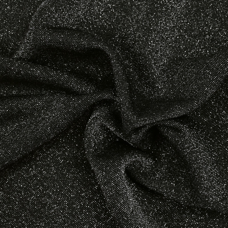 Maille fine Lurex argent fond noir