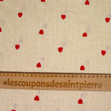 Viscose linen embroidered heart with string background