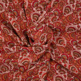 Mousseline crinkle polyester imprimé éventail brique