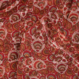Mousseline crinkle polyester imprimé éventail brique