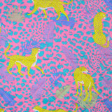 Coton matelassé double face léopard jaune au mètre