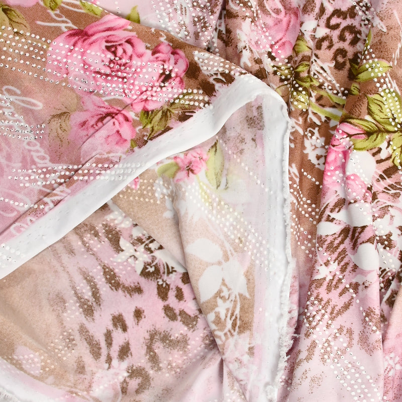 Mesh swimsuit printed rosier rosier pink background