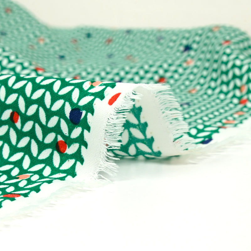 Microfibre imprimée polyester confetti végétal fond vert