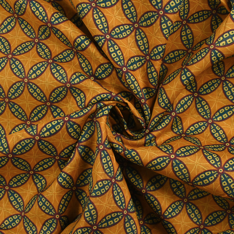 Cotton sail printed rosette ocher background