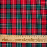 Coton tissé-teint carreaux écossais vert et rouge