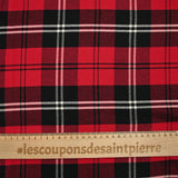 Coton tissé-teint carreaux écossais rouge et noir