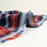 Coton tissé-teint carreaux écossais marine et marron