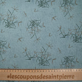 Viscose imprimée pissenlit abstrait fond bleu glacé