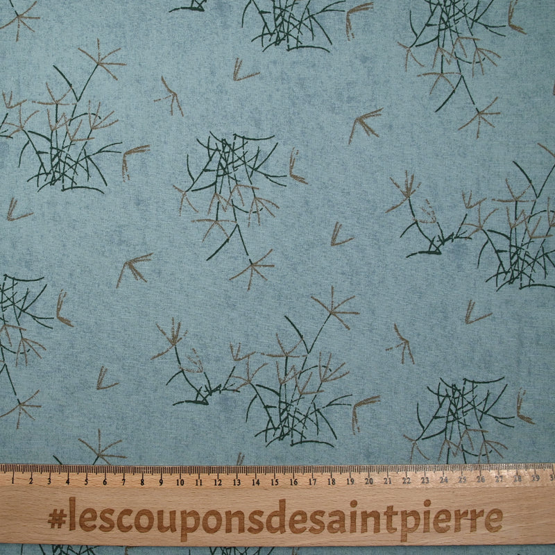 Viscose imprimée pissenlit abstrait fond bleu glacé