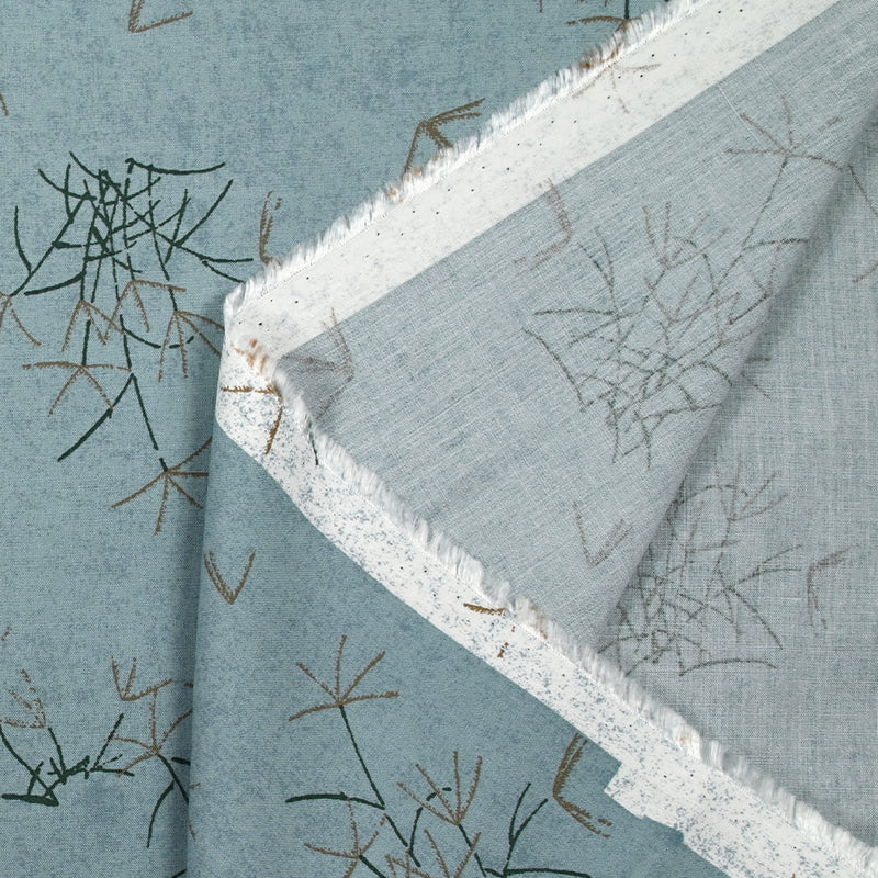 Viscose imprimée pissenlit abstrait fond bleu glacé