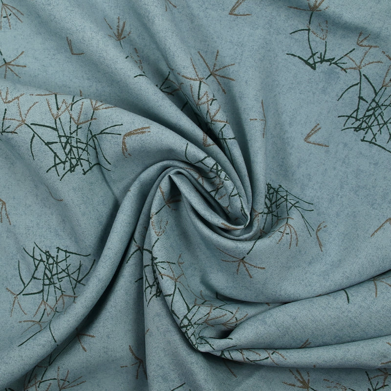 Viscose imprimée pissenlit abstrait fond bleu glacé