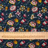 Mustard tulip printed muslin with navy background