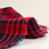 Coton tissé-teint carreaux écossais bleu nuit et rouge