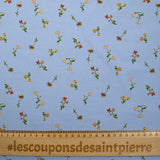 Viscose imprimée fleurette fond bleu ciel