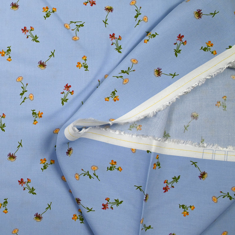 Viscose imprimée fleurette fond bleu ciel