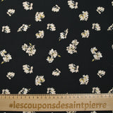 Viscose imprimée Camélia beige et ocre fond noir