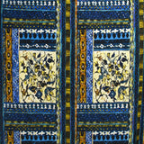 Cotton ottoman and printed viscose yellow and navy painting