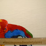 Viscose tissée imprimée perroquets fond écru