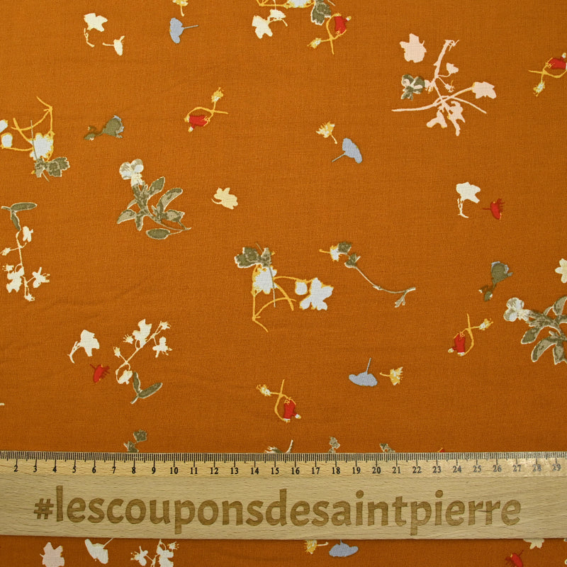 Viscose imprimée douceur fleurie fond cuivre