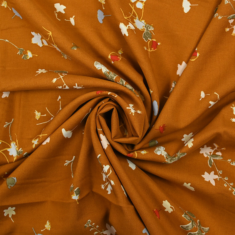 Viscose imprimée douceur fleurie fond cuivre