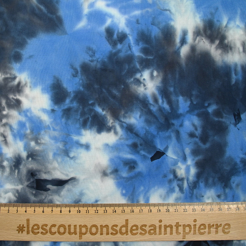Viscose imprimée tie & dye bleu et anthracite