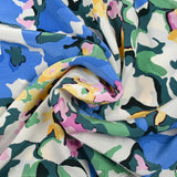 Crêpe viscose léger imprimé nature peinture fond blanc