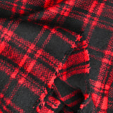 Laine mélangée tartan à poils longs rouge et noir