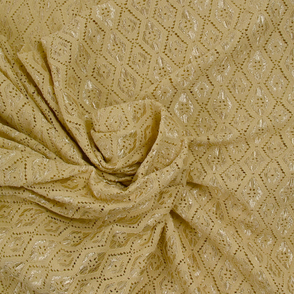 Dentelle polyester losange satiné beige