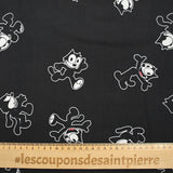 Viscose imprimée Félix le chat fond anthracite