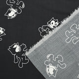 Viscose imprimée Félix le chat fond anthracite