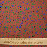 Viscose imprimée doupionnée vent de fleurs fond tomette
