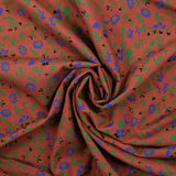 Viscose imprimée doupionnée vent de fleurs fond tomette