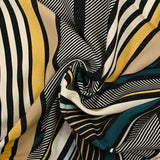 Crêpe viscose léger imprimé horizon et diagonale fond écru