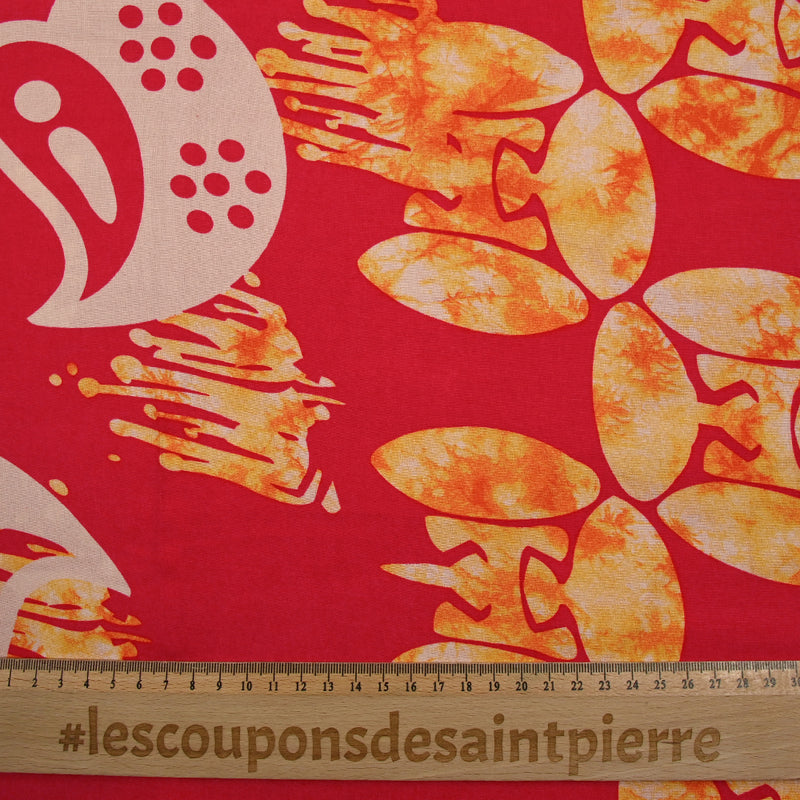 Viscose imprimée flamme fond rouge