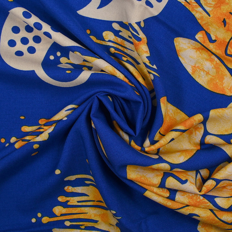 Viscose imprimée flamme fond bleu roi