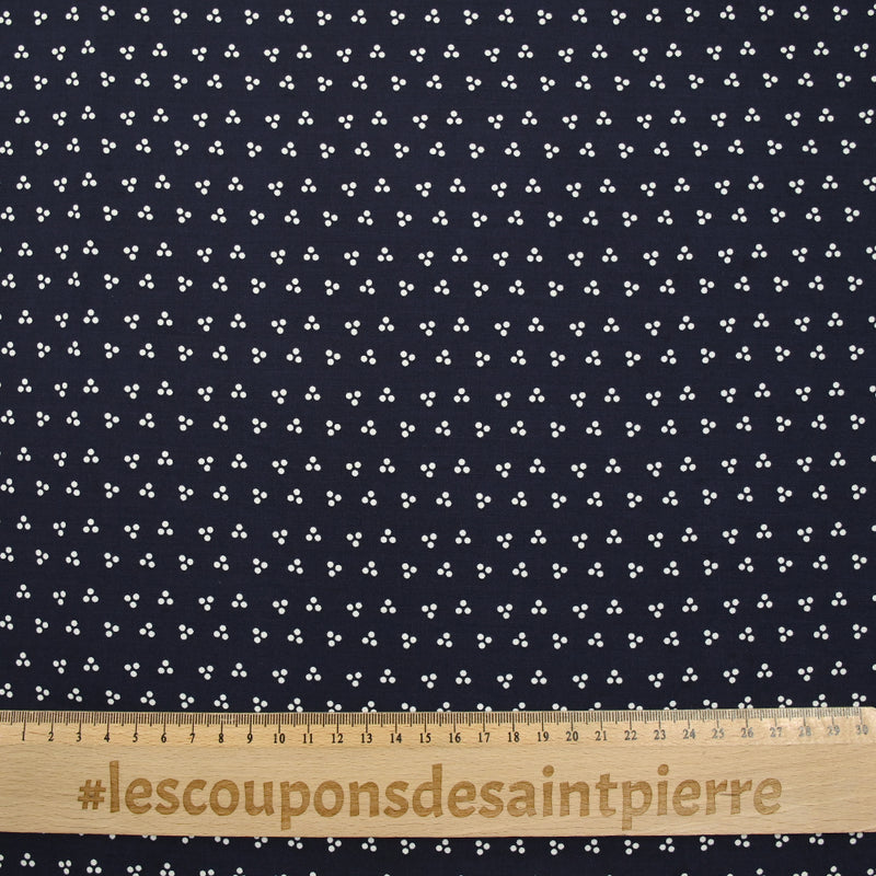 Viscose imprimée trio de pois fond marine