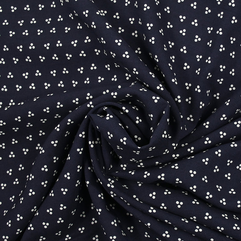 Viscose imprimée trio de pois fond marine