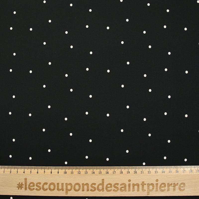 Twill de viscose imprimé pluie de pois fond noir